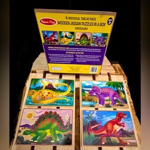 Melissa & Doug 4-twelve piece wooden puzzles in a  box